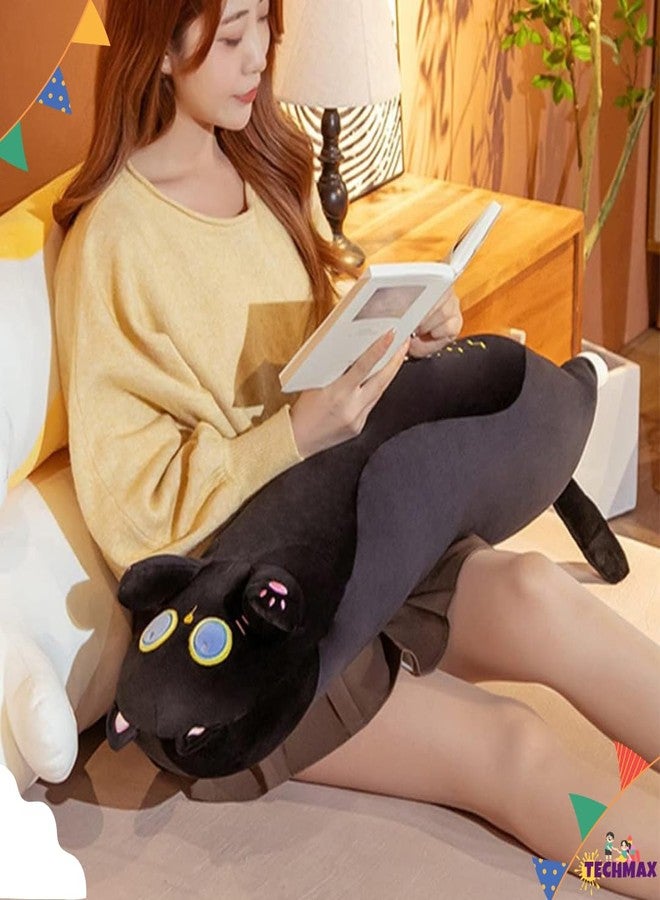 TechMax Solution Black Long Cat Plush Pillow, Cat Stuffed Animals Body Pillow Cute Kitten Plush Hugging Pillow Toy Gifts for Kids - Image 4